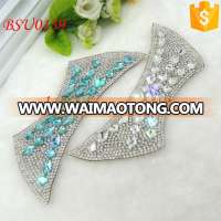 Wholesale shining custom rhinestone high heel shoe upper leather