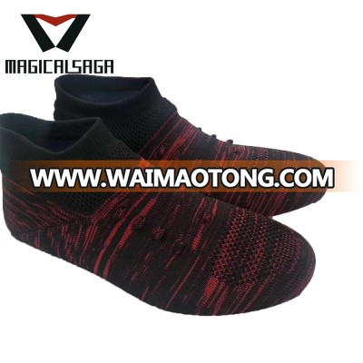 Free stitching sock style men sport knit vamp soft casual shoes upper